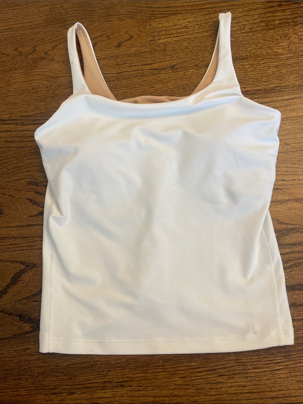 Old Navy White Scoop Neck Tank with Nude Lining